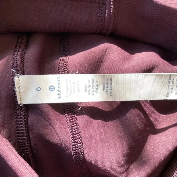 Lululemon Tied To It Biker Shorts 3.5 inch Black Cherry Plum Purple 6 Mesh - Picture 7 of 14